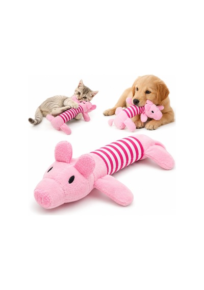 Sogud Peluş Domuzcuk Kedi Köpek Oyuncağı - 25 X 10 X 4 Cm - Pembe