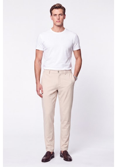 Comfort Fit Beli Lastikli Esnek Pamuk Bej Jogger Pantolon P 1222