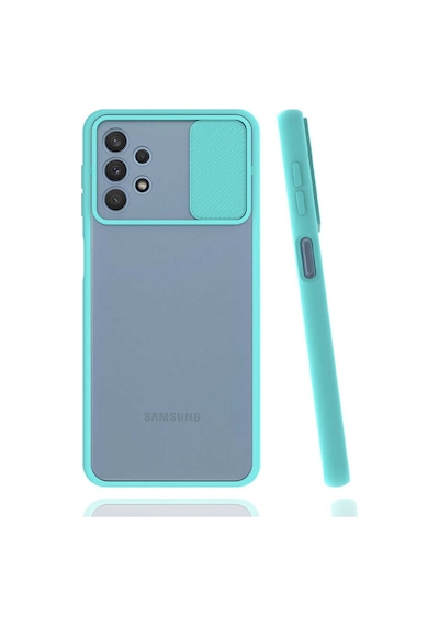 Noktaks - Samsung Galaxy Uyumlu A32 4g - Kılıf Slayt Sürgülü Arkası Buzlu Lensi Kapak - Kırmızı