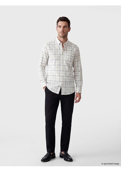 Lcwaıkıkı Classic Beyaz Regular Fit Ekose Oxford Erkek Gömlek
