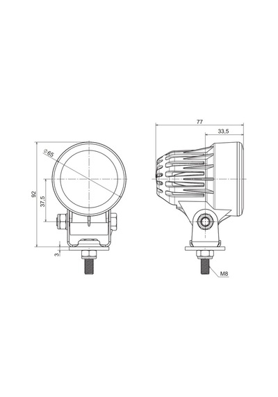Frıstom 12v-24v Çalışma Lambası 3-ledli Cr Soketli 11w 5700k 1200 Lumen 92 37.5 Mm