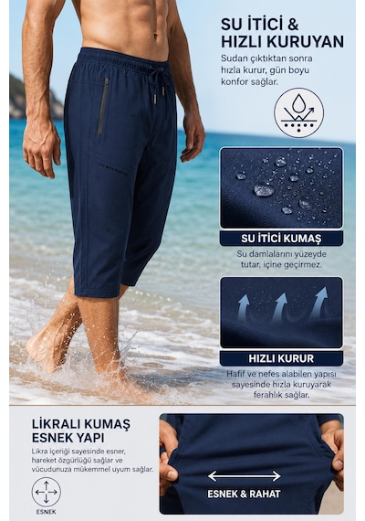 Miami Beach Lacivert Diz Altı Uzun Model Su İtici Özellikli Likralı Esnek Kumaş Erkek Plaj Deniz Kapri Şort /940 Lacviert Miami Beach Lacivert Diz Altı Uzun Model Su İtici Özellikli Likralı Esnek Kumaş Erkek Plaj Deniz Kapri Şort /940 Lacviert