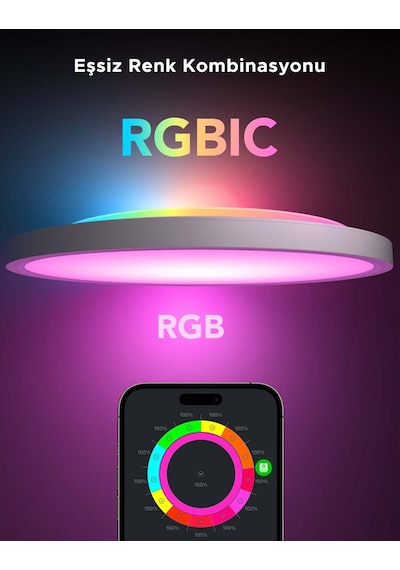 Govee Rgbww + Rgbıc Yuvarlak Akıllı Tavan Armatürü 12 İnç H80a1c01 RGB