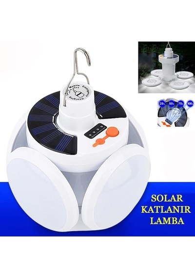 Go İthalat Solar 5 Kanatlı Kamp Lambası Beyaz