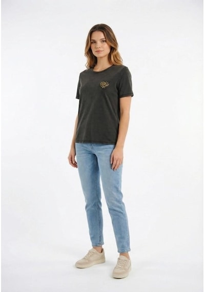 Only Onllucy S/s Emb. Top Box Cc Cs Jrs Siyah Kadın T-shirt 15366076