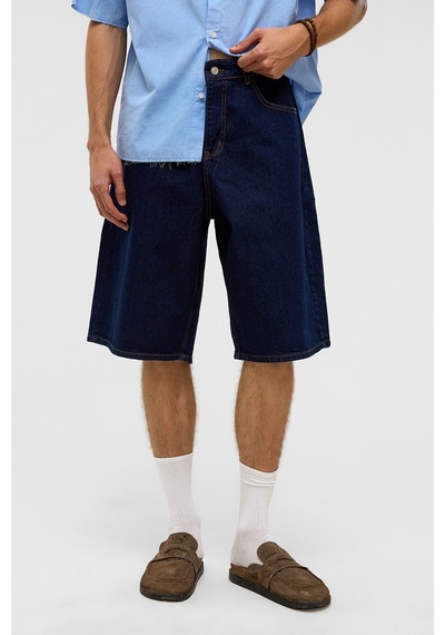 Vamos Oversize Bermuda Denim Şort 40-285 Koyu Mavi