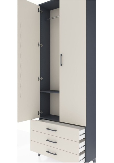 Arges Dolap 2 Raflı 3 Çekmeceli Tek Askılı 88x30x243 Antrasit-aytaşı Antrasit Arges Dolap 2 Raflı 3 Çekmeceli Tek Askılı 88x30x243 Antrasit-aytaşı Antrasit