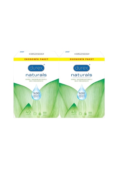 Durex Naturals Doğal Kayganlaştırıcılı Prezervatif 40 Lı X 2 Ade PKT.DUREX.093
