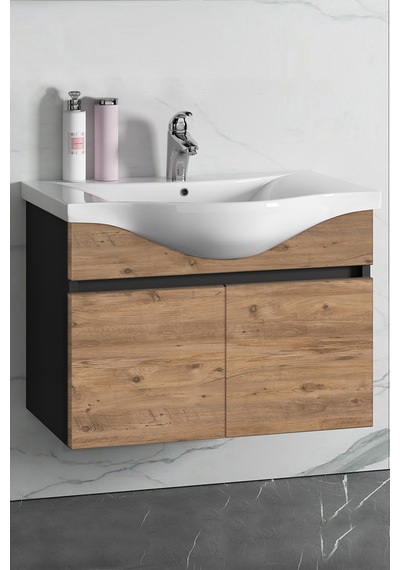Yıldız 80 Cm Antrasit Gri-atlantik Çam Mdf Asma Banyo Alt Dolap Antrasit - Atlantik Çam