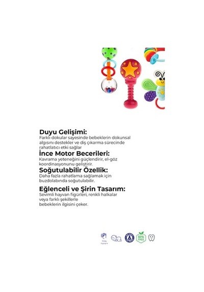 Kiki Bebeğimin Ilk Çıngırakları 4'lü Çıngırak & Dişlik Seti PKT.KIKI.008 Diğer