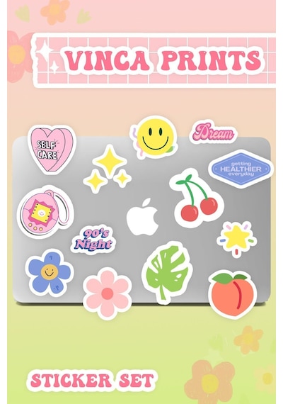 Vinca Prints Self Care Sticker Seti Laptop Ajanda Pc Tablet Telefon Defter Etiket Bullet Journal Diğer