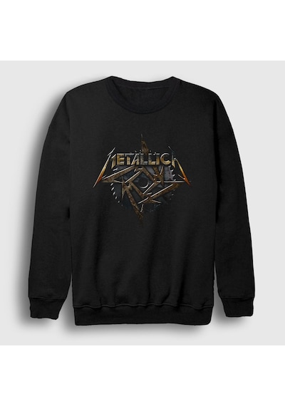 Presmono Unisex Saw Blade Metallica Sweatshirt Siyah