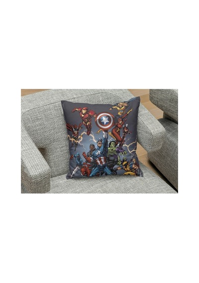 Avengers Heroes Gri Desenli Kare Yastık Kılıfı Grı