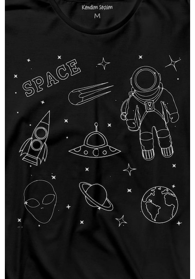 Astronot Uzay Mekiği Space Cosmos Uzun Kollu Tişört Baskılı T-shirt 001