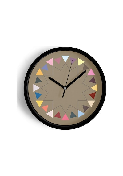 Soyut - Geometrik Temalı Modern Duvar Saati - 30cm - Önü Camlı Siyah Kasa - Sessiz Mekanizma-jh0049 Siyah
