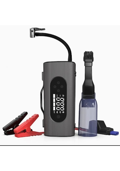 6in1 Akü Takviye Hava Kompresörü Süpürge 12000mah 1000a 150psı Powerbank Led