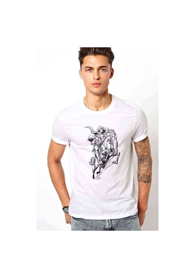 At Rider Baskılı Beyaz Erkek Tshirt