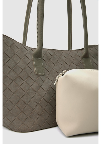 Shule Bags Veneta Süet Shopper Omuz Çantası Vizon Vizon