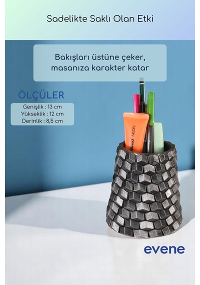 Kalemlik Masa Kalemliği Organizer Kalemlik Gümüş Eskitme Renk Model 84 Çok Renkli
