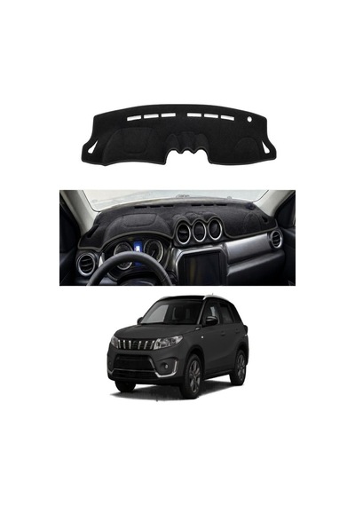 Suzuki - Grand Vitara 2015+ Uyumlu Torpido Koruma Kılıfı - Siyah Şeritli