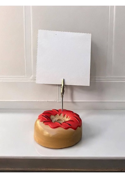 Kırmızı Çikolata Süsü Desenli Donut Model Temalı Fotoğraf Not Tutacak Ofis Masası Tutacağı Hediyelik Kırmızı