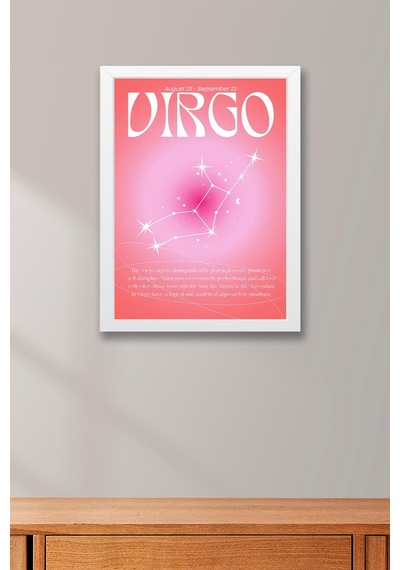 Virgo Başak Burcu Çerçeveli Tablo Aura Enerji Renkleri Astrolojik Takım Yıldızı Sembolü