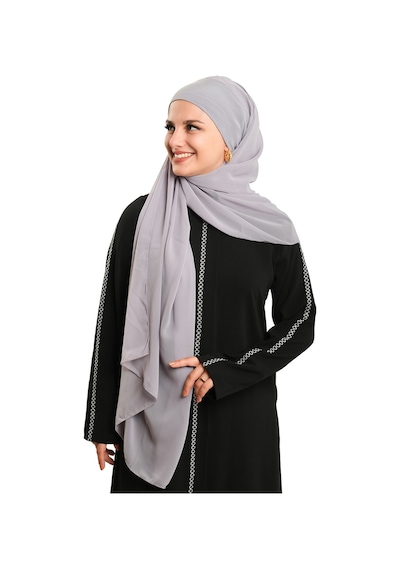 Hürrem Bone Gri Pratik Hazır Geçmeli Bone Şal Şifon Düz 2506 15 gri