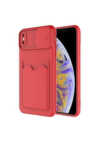 Goocamp Apple Uyumlu iPhone Xs 5.8 Kılıf Kartix Kapak - Kırmızı Kirmizi
