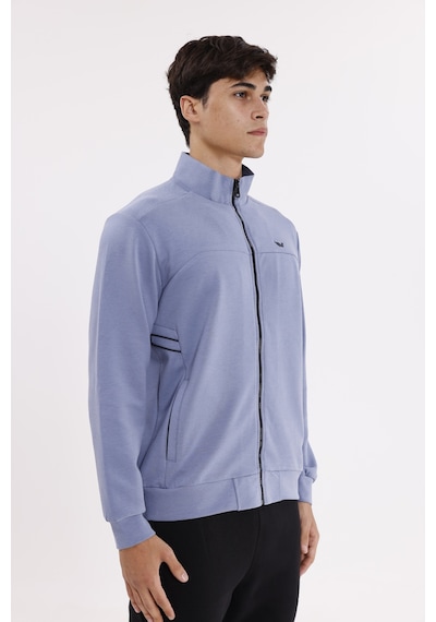 Rowinger Modal Karışımlı Dik Yaka Tam Fermuarlı Yan Şerit Detaylı Cepli Spor Eşofman Üstü Lightblue