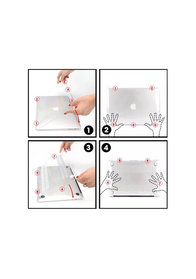 Apple Uyumlu MacBook Air 13.6" M3 A3113 Kılıf Kristal Ön Arka Şeffaf Kapak Kılıf Koruma 001