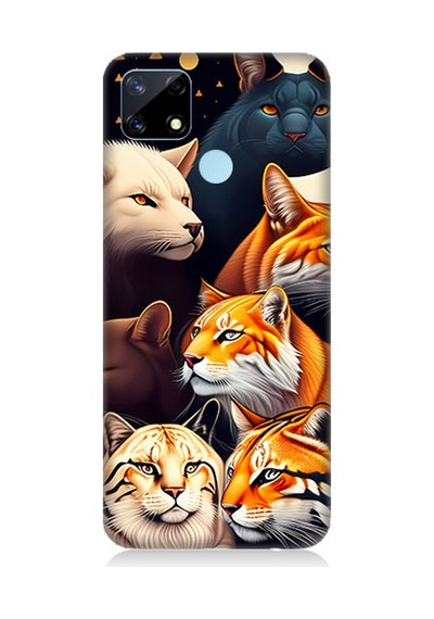 Realme C17 Uyumlu Silikon Kılıf Renki Kedi Türleri