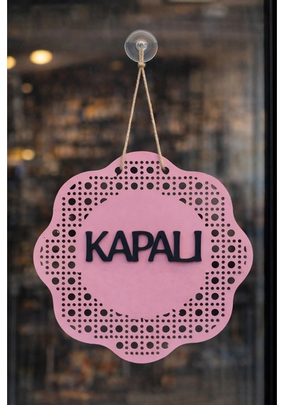 Hazeran Rattan Desenli Modern Açık/kapalı Tabelası - Pembe