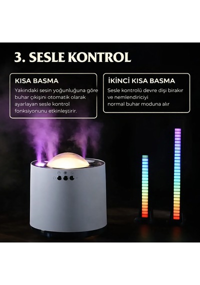 Dinamik Ses Algılamalı Led Işıklı Ultrasonik Nemlendirici 800 Ml