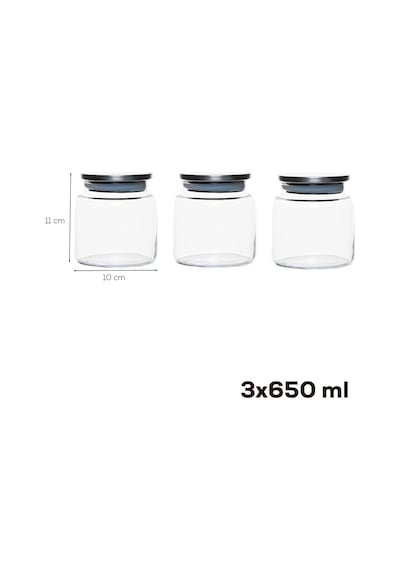 4408 Bormio Metal Kapaklı 3lü Cam Kavanoz Seti Vakum Kapaklı Saklama Düzenleme Kabı Seti 650ml Diğer