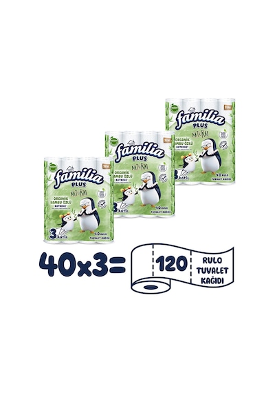 Familia Plus Natural Tuvalet Kağıdı 3 x 40 Rulo