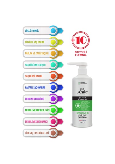 Algro Greenline Bitki Özlü Yenileyici Saç Bakım Şampuanı 500 ML