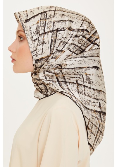 Armine İpek Eşarp 2025 Kış - 9258-01 Twill - Beyaz Gold