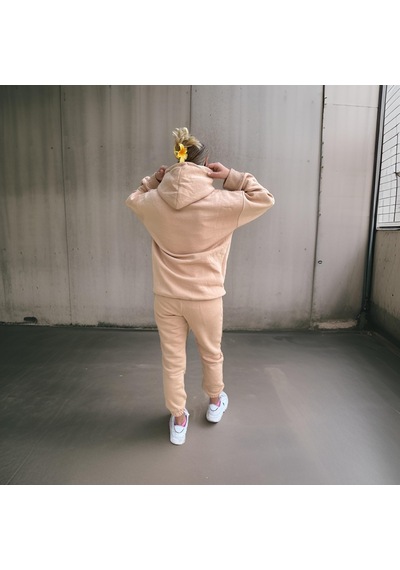 Ceyss Design Unisex Üç İplik Şardonlu Oversize Hoodieli Eşofman Takımı-bej Bej