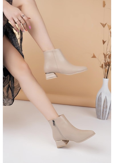 Nesilshoes Nesil Shoes Özma 708 Ten Topuklu Kışlık Kadın Bot