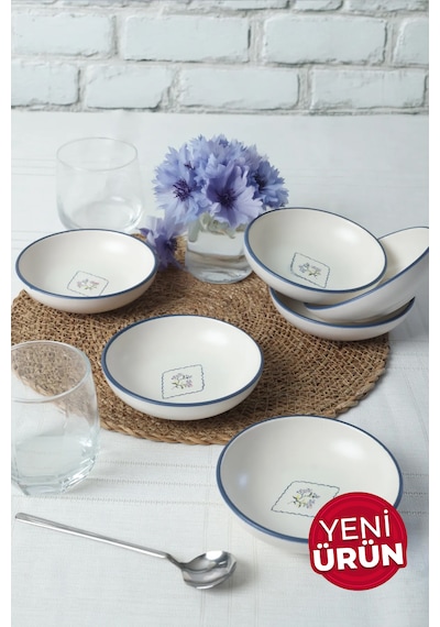 Keramika Floral Waves Halka Sosluk / Çerezlik 13 Cm 6 Adet 22670