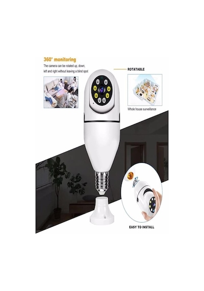 360 Ptz Ip Kamera Gece Görüş Kablosuz Bebek Güvenlik Akıllı Ampul Wifi Kamera Ip36