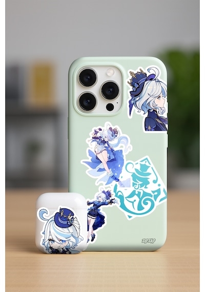 Lady Furina Genshin Impact Anime Gacha Yapışkanlı Folyo Sticker Paketi 23 Adet Çok Renkli