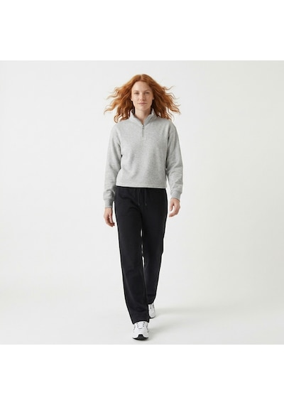 Sportive Cleo Zip Neck Kadın Gri Günlük Stil Sweatshirt 26yk0006-kml