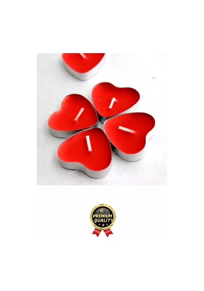 Özel Gün Sevgili Romantik 14 Şubat Dekoratif Süsleme Organizasyon Kırmızı Kalpli Tealight Mum 50adet Çok Renkli