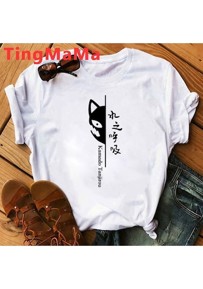 Noıssey Kırmızı Etiket Gala Demon Iblis Avcısı Rengoku T-shirt Model76 17264 Beyaz