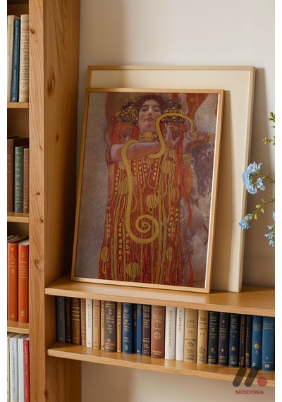 Gustav Klimt Altın Figür, Ahşap Çerçeveli Duvar Tablosu - Sanatsever Hediyesi