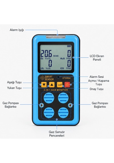 Smart Sensor St8904 Çoklu Gaz Ölçüm Cihazı