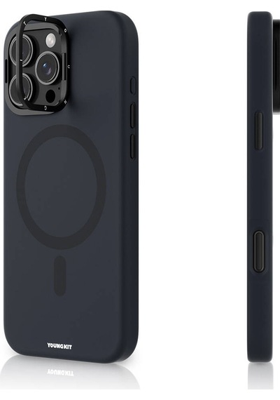 Apple iPhone 16 Pro Max Kılıf Kamera Standlı Magsafe Şarj Özellikli Youngkit Bitty Cream Mavi