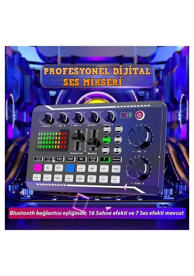 Yenilzd Stüdyo Ses Mikseri Şarjlı Dj Canlı Yayın Kondenser Mikro