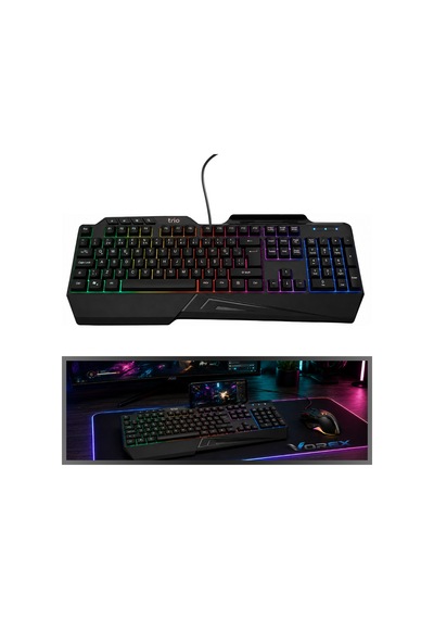 Trio Gkx-99 Rgb Oyuncu Klavyesi Usb Türkçe Q Telefon Standlı Kablolu Gaming Klavye